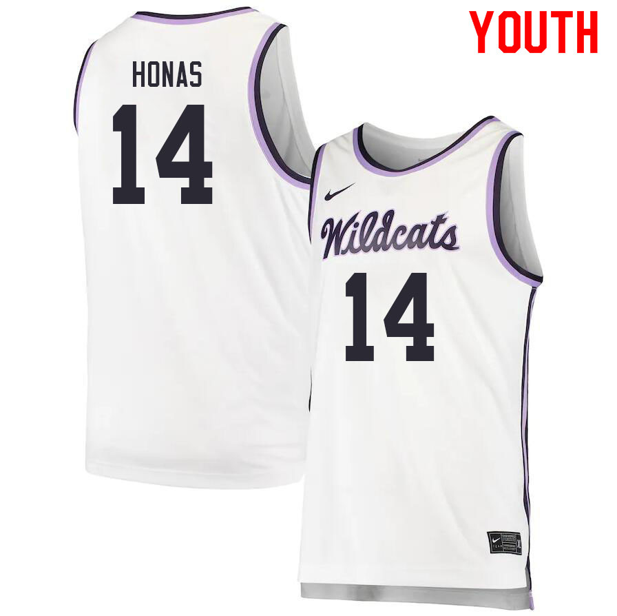 Youth #14 Drew Honas Kansas State Wildcats College Basketball Jerseys Sale-White - Click Image to Close